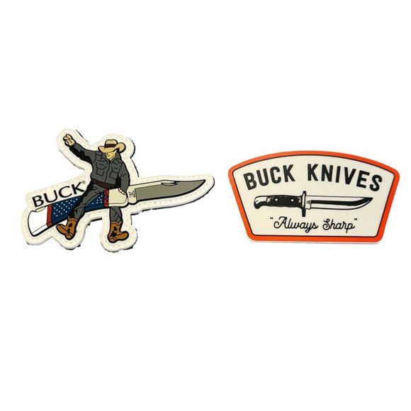 Buck Knives 110 Hunter Stars and Stripes Cowboy PVC Patch + Sticker - Picture 1 of 5